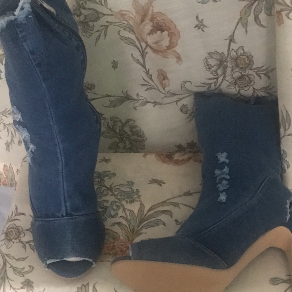 Distressed Denim Booties - Picture 5 of 5